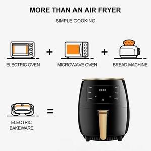 Freidora de Aire Eléctrica de 6L, Plástico, Sin Aceite, Pantalla LCD, Forma Redonda, Eficiente Energéticamente, Cocción Rápida - Product Image 4