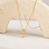 Dainty Ankh Petit Collier En Gros En Acier Inoxydable Plaqué Or Zircons Croix Égyptienne Pendentif Sautoirs Collier Femmes