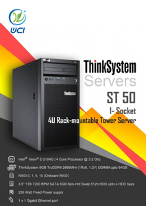เซิร์ฟเวอร์ <span class=keywords><strong>Lenovo</strong></span> <span class=keywords><strong>ThinkSystem</strong></span> <span class=keywords><strong>ST50</strong></span> V3 4U แบบตั้งพื้น โปรเซสเซอร์ Xeon หน่วยความจำ DDR4-32GB ตัวเลือกหน่วยความจำ 16GB สีดำ อีเธอร์เน็ต มือสอง - Product Image 3