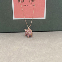Nouveau Collier Tendance de Luxe KS en Cuivre avec Breloque en Cristal, Chaîne Maillons Plaqué Or, Design Cochon Mignon, Zircon Rose, Bijou Cadeau pour Femme
