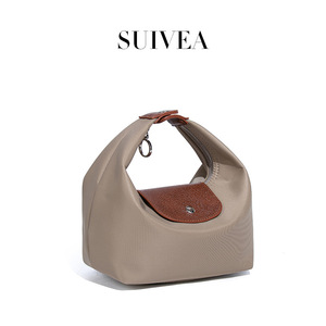 Bolso Hobo Beige de Nailon Impermeable con Cierre Magnético, Estilo Minimalista, para Todas las Temporadas, Bolso de Mano para Mujer - Product Image 3