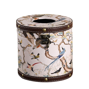 Mystic Arts Wooden Round Tissue <b>Box</b> 4230C Desktop Storage Living Room Bathroom Home Decor - Product Image 5