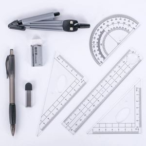 Kit de Geometría Matemática para Estudiantes, 8 Piezas/Juego, Compás Escolar, Borrador, Lápiz Mecánico y Regla, Juego de Artículos de Papelería - Product Image 4
