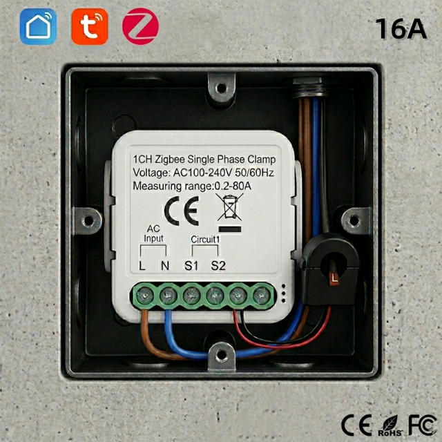 YDD for Alexa Google Home Zigbee 16A Compatible ABS/PC Energy Meter Adjustable State Relay Switch Module IP20 10-Year Life