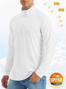 Chemises de soleil à manches longues pour hommes 1/4 Zip Up Fishing Running Rash Guard T-Shirts Outdoor Shirt 1/4 Quarter Zip Pullover Shirt - Product Image 5