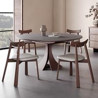 Table à manger télescopique pliable en bois massif de haute qualité, plateau en pierre frittée, style moderne et luxueux, simple, italien, Wabi-Sabi