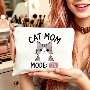 Trousse de maquillage Cat Mom pour maman, filles, amies, cadeaux idéaux pour les voyages, anniversaires, sac de rangement pour articles de toilette, sac cadeau pour femmes - Product Image 2