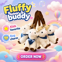 Porte-clés en peluche mignon Kawaii en forme de mini agneau blanc avec cordon élastique et bandana en jean, idéal pour cadeau, vente en gros