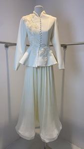 Prêt à expédier – Nouvelle robe élégante pour femme musulmane, modeste, brodée de sequins et perles, col en V, longueur cheville, coupe ajustée, manches longues, simple boutonnage - Product Image 5