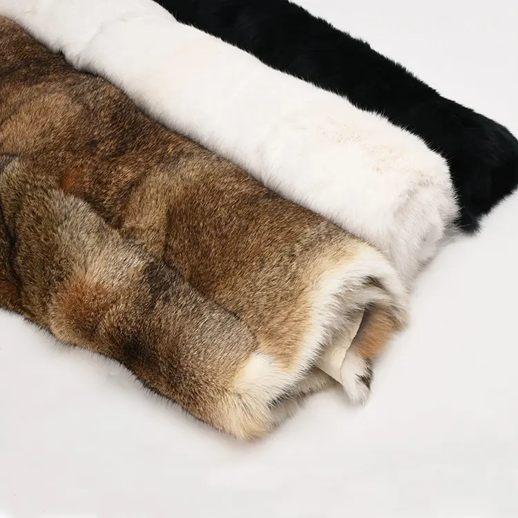 XJ fabrika doğrudan tedarikçi ucuz fiyat hakiki tavşan kürk cilt yumuşak yatak kat tavşan kürk halı