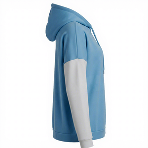 Unisex Color <b>Block</b> Hoodie Hooded Sweatshirt Loose Fit Blue Gray Fleece Embroidered Eco-Friendly Winter - Product Image 3