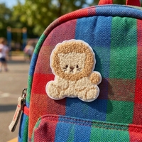 Patch en chenille personnalisé, motif lion de dessin animé, broderie appliquée, fabrication OEM, à thermocoller ou à coudre, pour vêtements d'enfants, sacs, chapeaux, vente en gros