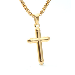 <b>Cross</b> Pendant Necklace Zinc Alloy Gold Plated For Men Women Couples Gift Jewelry - Product Image 1