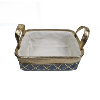 Panier de rangement en tissu de bambou de taille personnalisée pour la maison - Panier à linge doré avec poignées et roulettes