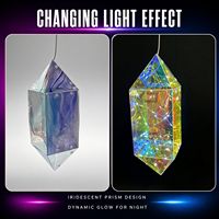Ornement suspendu en diamant irisé LED, décoration de Noël et de mariage, fonctionne à piles, holographique, cadeau moderne pour les fêtes