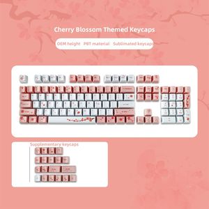 Teclado mecánico personalizado Kawaii Sakura <span class=keywords><strong>de</strong></span> Anime, tapa <span class=keywords><strong>de</strong></span> llave, sublimado Pbt Material, teclas <span class=keywords><strong>de</strong></span> altura OEM - Product Image 4