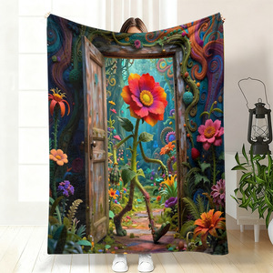 Couverture en flanelle à motif floral papillon, couverture de sieste légère et respirante pour la maison, le bureau, la sieste, impression personnalisée, vente en gros - Product Image 2