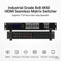 Procesador de Video Matriz de Conmutación Continua Hardrock 4K60 8x8 con Enrutamiento, Gestión EDID y Control Flexible de Red IP para Pro AV (Metal)