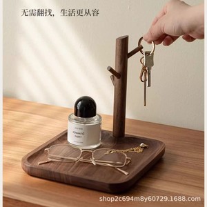 ถาดเก็บของไม้เนื้อแข็งพร้อมที่ใส่กุญแจและชั้นวางเครื่องประดับสำหรับจัดระเบียบบนโต๊ะทำงานรูปทรงไม่สม่ำเสมอแบบตั้งพื้น - Product Image 2