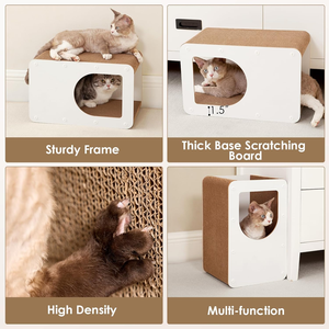 <b>Cardboard</b> <b>Cat</b> Scratcher <b>House</b>, 17-Inch Corrugated <b>Cat</b> Scratcher for Indoor <b>Cats</b>, Kitten Scratching Board Pad, White - Product Image 3
