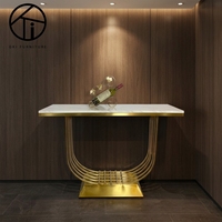 Meubles de luxe pour la maison, salon, entrée, console d'angle en acier inoxydable doré et marbre noir ou blanc pour le couloir