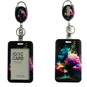 Factory wholesale UV printed marble <b>name</b> <b>badge</b> holders with colorful patterns, retractable oval easy-pull buckles, <b>work</b> <b>badge</b> - Product Image 2