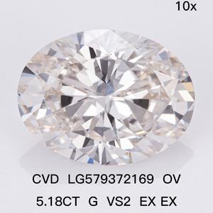 เครื่องประดับเมสซี่ เพชรสังเคราะห์สีขาว 5.18 กะรัต G VS2 ทรงรี เพชร CVD - Product Image 2