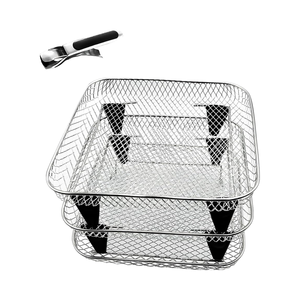 Rejilla cuadrada para <span class=keywords><strong>freidora</strong></span> de aire de 8 pulgadas, accesorios deshidratadores de 3 pilas para juegos de herramientas para barbacoa, acero inoxidable 304, fácil de limpiar - Product Image 1