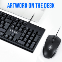 Combo de Teclado y Ratón con Cable T-WOLF TF500, 104 Teclas, Conjunto de Teclado y Ratón Clásico para Oficina, para Computadora de Escritorio