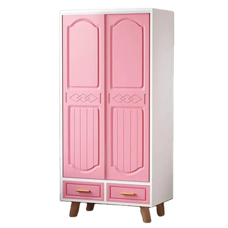 Factory Direct Sale Simple modern panel clothes cabinet Sliding Doors Wardrobe with solid wood legs