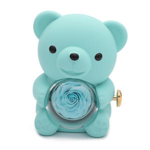 קופסת תכשיטים חדשה ליום האהבה הסיני, דובי קטן מפלסטיק, פרח נצחי מסתובב, טבעת פרפר, מתנה ליום הולדת לחברה - Product Image 3
