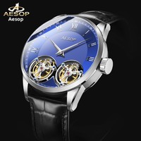 Pour Fabricant Direct 2025 Nouvelle Montre Mécanique Homme à Remontage Manuel Lumineuse en Acier Inoxydable Double Tourbillon Saphir