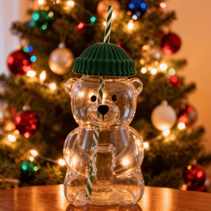 Gobelet à paille en silicone Bearista Paisen 2026, motif ours en peluche, antidérapant et écologique - Product Image 1