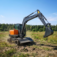 Excavator Roda 6 Ton Tugas Berat Kustomisasi Baru, Mesin Konstruksi Excavator Tugas Berat, Excavator Tipe Roda
