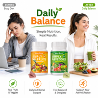 Capsules de fruits et légumes entiers, nutrition quotidienne, soutien antioxydant, complément superalimentaire, fabricant de marques privées