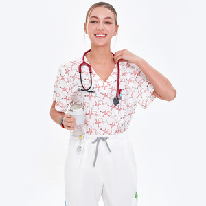 Nouvelles Blouses Médicales Imprimées Confortables et Extensibles pour Infirmières, Uniformes d'Hôpital, Cliniques Pediatriques et Fournisseur d'Uniformes Sanitaires - Product Image 2