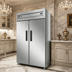 Congelador Vertical de Doble Puerta de Acero Inoxidable, Refrigerador Comercial de Gran Capacidad para Cocina y Servicio de Alimentos - Product Image 1