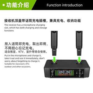 Microphone tout-<span class=keywords><strong>en</strong></span>-un rechargeable sans fil professionnel Recordio GAW-P128 Performance <span class=keywords><strong>en</strong></span> une à deux étapes Bobine mobile portable - Product Image 2