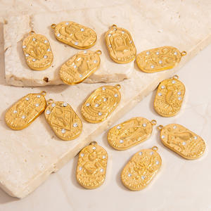 Colgantes de las Doce Constelaciones en Oro de 18K con Cristales de Estrás y Engaste de Bisel, Accesorios de Joyería DIY Unisex para Uso Diario - Product Image 1