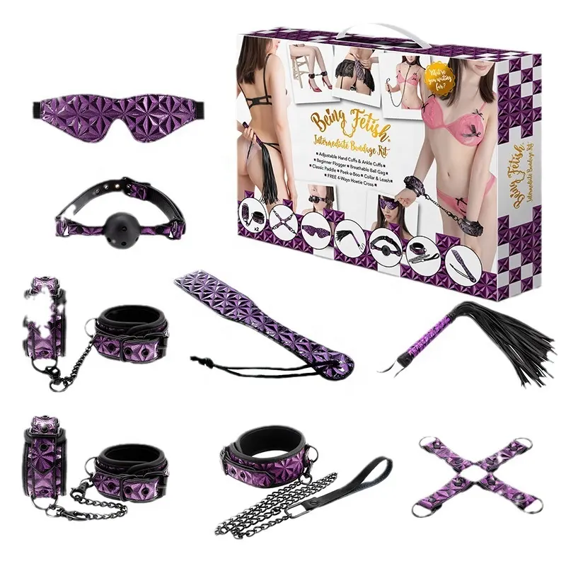 Girlspower dành cho người lớn nam và nữ 8 gói SM Kit PU da tình dục mặc BDSM nô lệ tôn sùng Trung Quốc ăn mặc nô lệ Đồ chơi tình dục