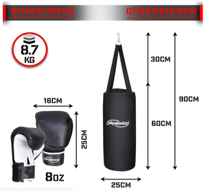 Ensemble complet <span class=keywords><strong>de</strong></span> sacs <span class=keywords><strong>de</strong></span> <span class=keywords><strong>frappe</strong></span> robustes pour enfants et adolescents <span class=keywords><strong>25</strong></span>*60 cm 8oz Sacs <span class=keywords><strong>de</strong></span> <span class=keywords><strong>frappe</strong></span> suspendus en toile/EPE avec rembourrage en coton 11 <span class=keywords><strong>kg</strong></span> - Product Image 3
