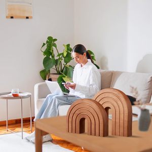 Ensemble de 2 arches décoratives <span class=keywords><strong>en</strong></span> <span class=keywords><strong>bois</strong></span>, arc-<span class=keywords><strong>en</strong></span>-ciel bohème, objets décoratifs modernes, décoration esthétique pour table et étagère - Product Image 5