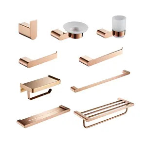 304 Stainless Steel Modern Luxury Brushed Matte Black Gold Hotel Bathroom Bath Accessories Hardware Sets