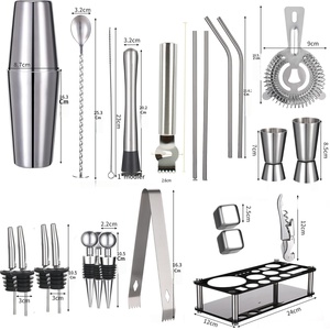 Acryl-Ständer <span class=keywords><strong>Shaker</strong></span>-Becher Cocktail-Mixer-Set Edelstahl-Eiswürfel Barkeeper-Werkzeuge 23-teiliges Set - Product Image 2
