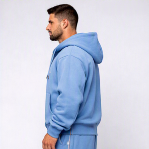 Sudadera con capucha pesada extragrande con cremallera para hombre, estilo streetwear, corte holgado, de moda, casual, de forro polar, al por mayor - Product Image 4