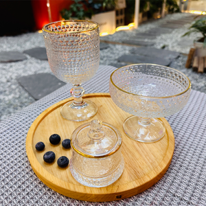 Raymond handgemaakte loodvrije kristallen waterkelk met gouden rand, bubbeltjesstructuur & knopvormige steel voor thuisdecoratie - Product Image 2
