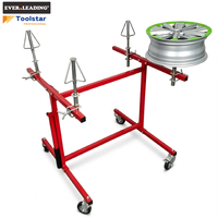 Chariot de peinture métallique à 4 cônes pour jantes, support rotatif sans contact avec barres réglables en hauteur pour cabine de peinture et retouche