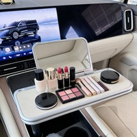 360 °   Support de véhicule rotatif multi-positions avec table pliante à 3 niveaux et miroir de maquillage, accessoires intérieurs de voiture en alliage d'aluminium, porte-gobelet