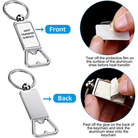 Porte-clés décapsuleur personnalisé en métal vierge pour sublimation, porte-clés 3D en métal vierge pour transfert thermique, accessoires de logo