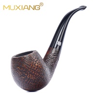 Pipe à tabac classique en bois de bruyère italien en forme de pomme, filtre 9 mm, tige courbée, logo personnalisé acceptable